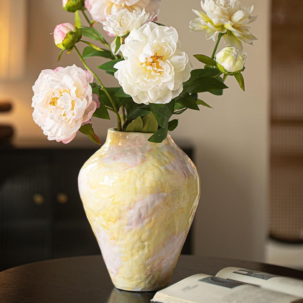 Jarrón para Flores, Jarrón De Cerámica Pintado, Decoración del Hogar para Mesa, Arreglo Floral De Pared para Flores Secas Frescas, S