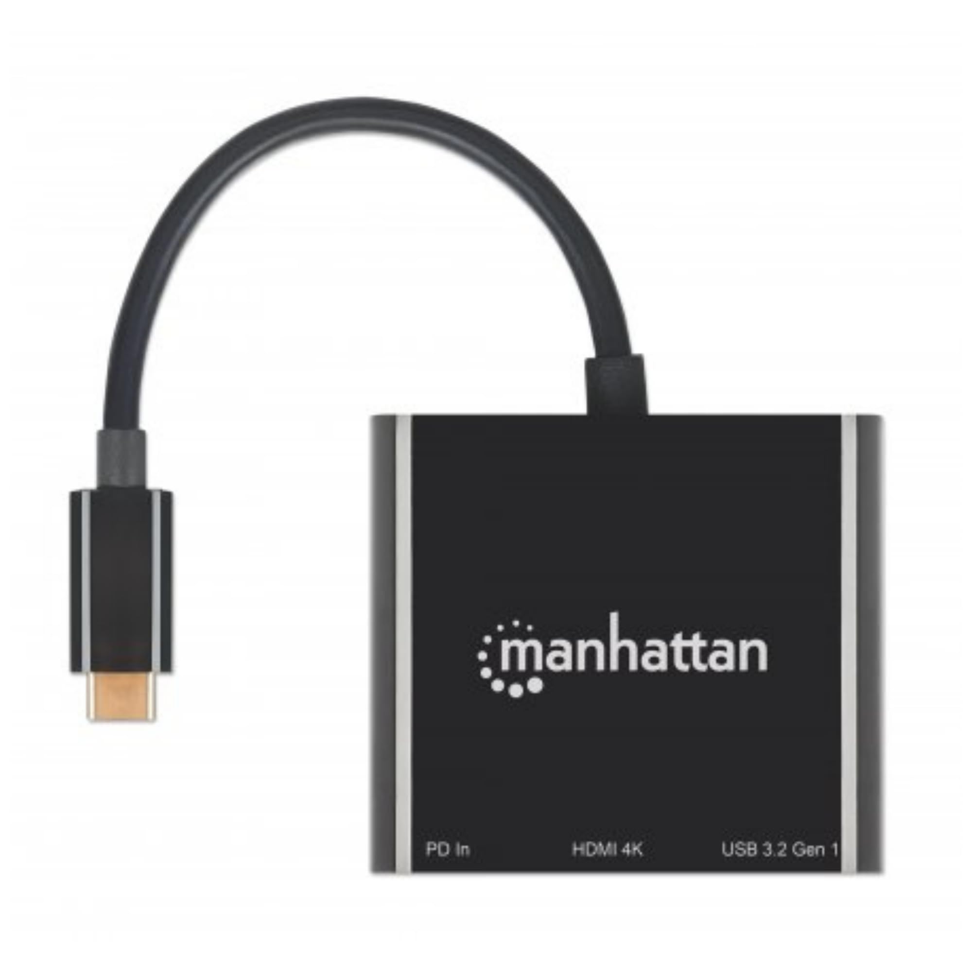Manhattan Konwerter dokujący USB-C na HDMI 3 w 1 z zasilaniem