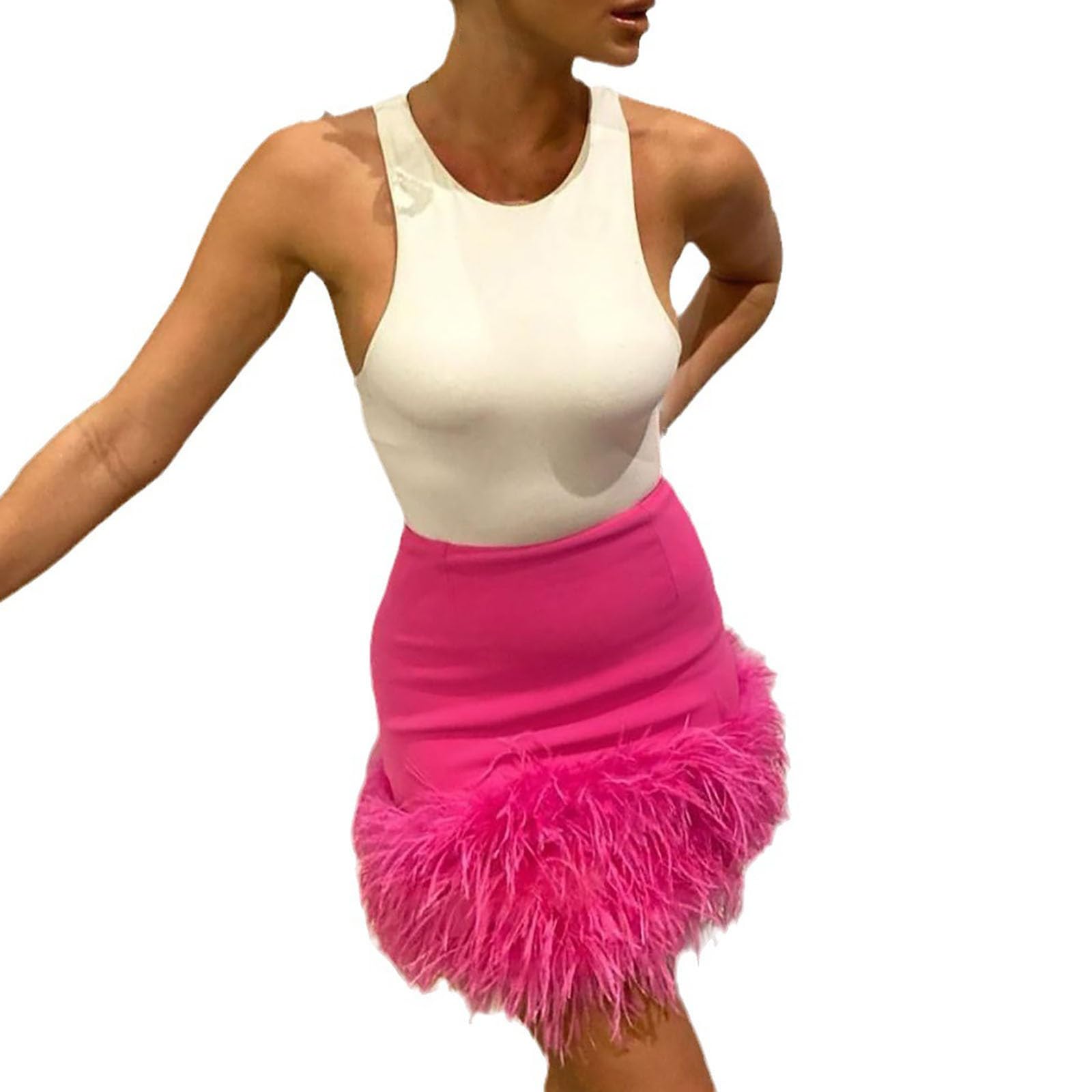 Jupe moulante pour dîner de fête rose drapée chic taille S - 6