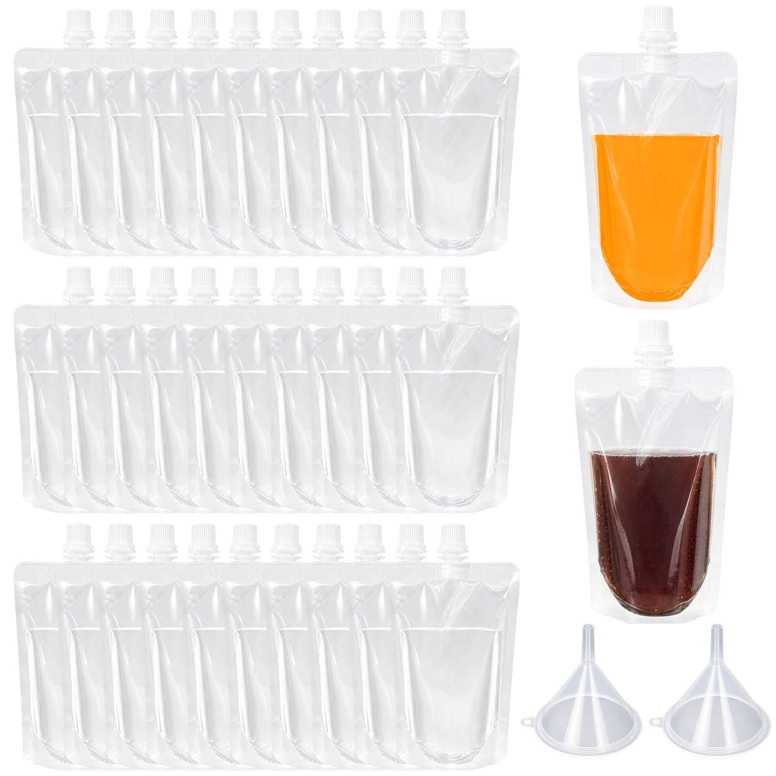 30 Pcs Clear Drink Pouches, 200 ML Drink Pouches for Festivals with Funnel