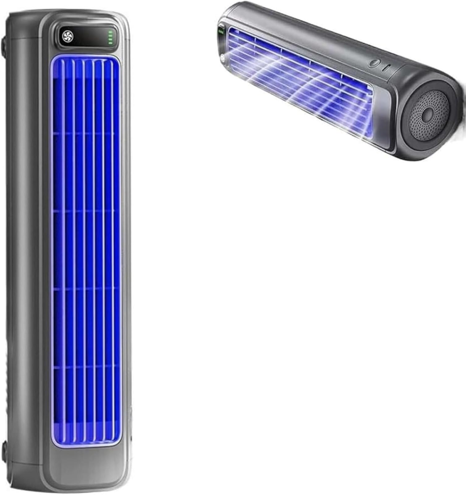 Portable Air Conditioner Fan for Bedroom 2-in-1 Bladeless Air Cooler and Heater Rechargeable Quiet Wall-Mountable AC Fan for