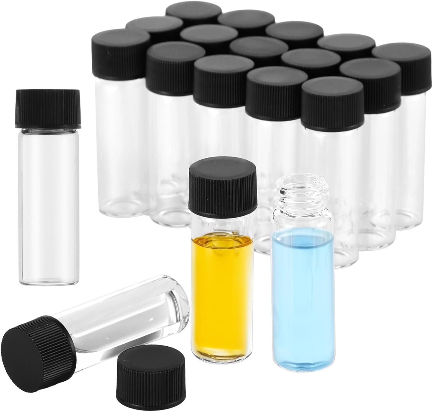 100 Vials 4 Ml Clear Glass with Screw Caps, Perfect for Travel, Essential Oils, and Lab Samples