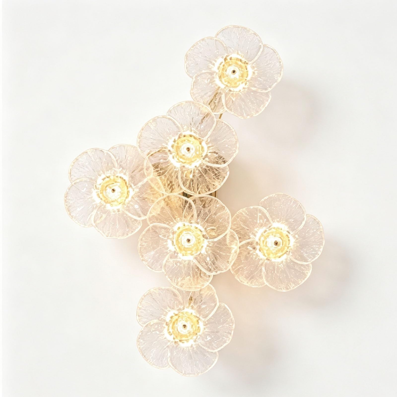 LUOYAOB Flower Glass Wall Sconce Clear Wall Lamp Fixture 3 Light Fixture