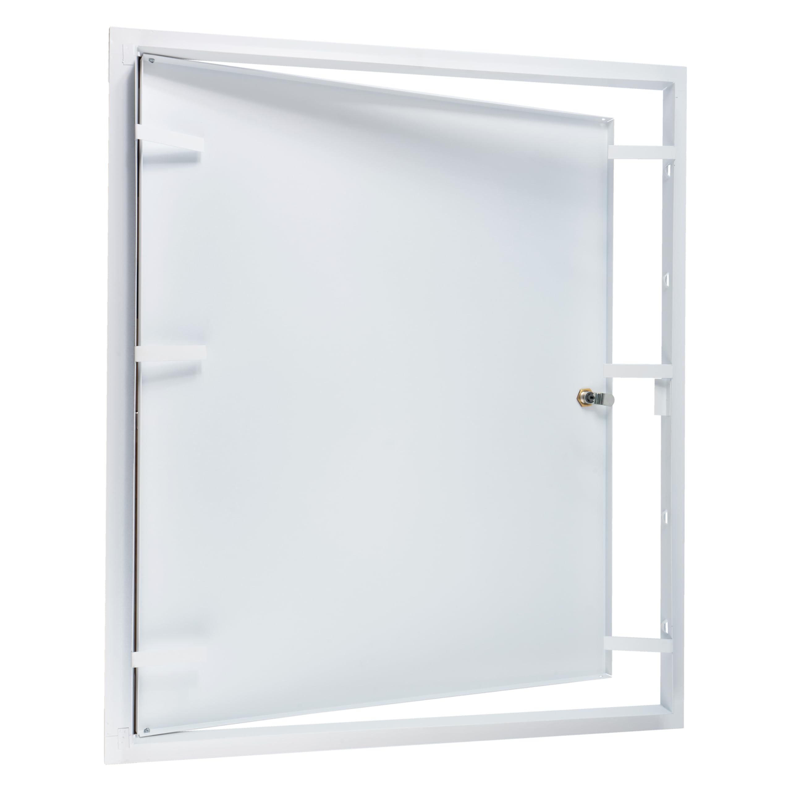 Panel de acceso de metal blanco con cerradura de 50,8 x 61 cm. Panel de puerta de eje de servicio con llave. Plomería, electricidad, calefacción, alarma, panel de acceso a la pared para