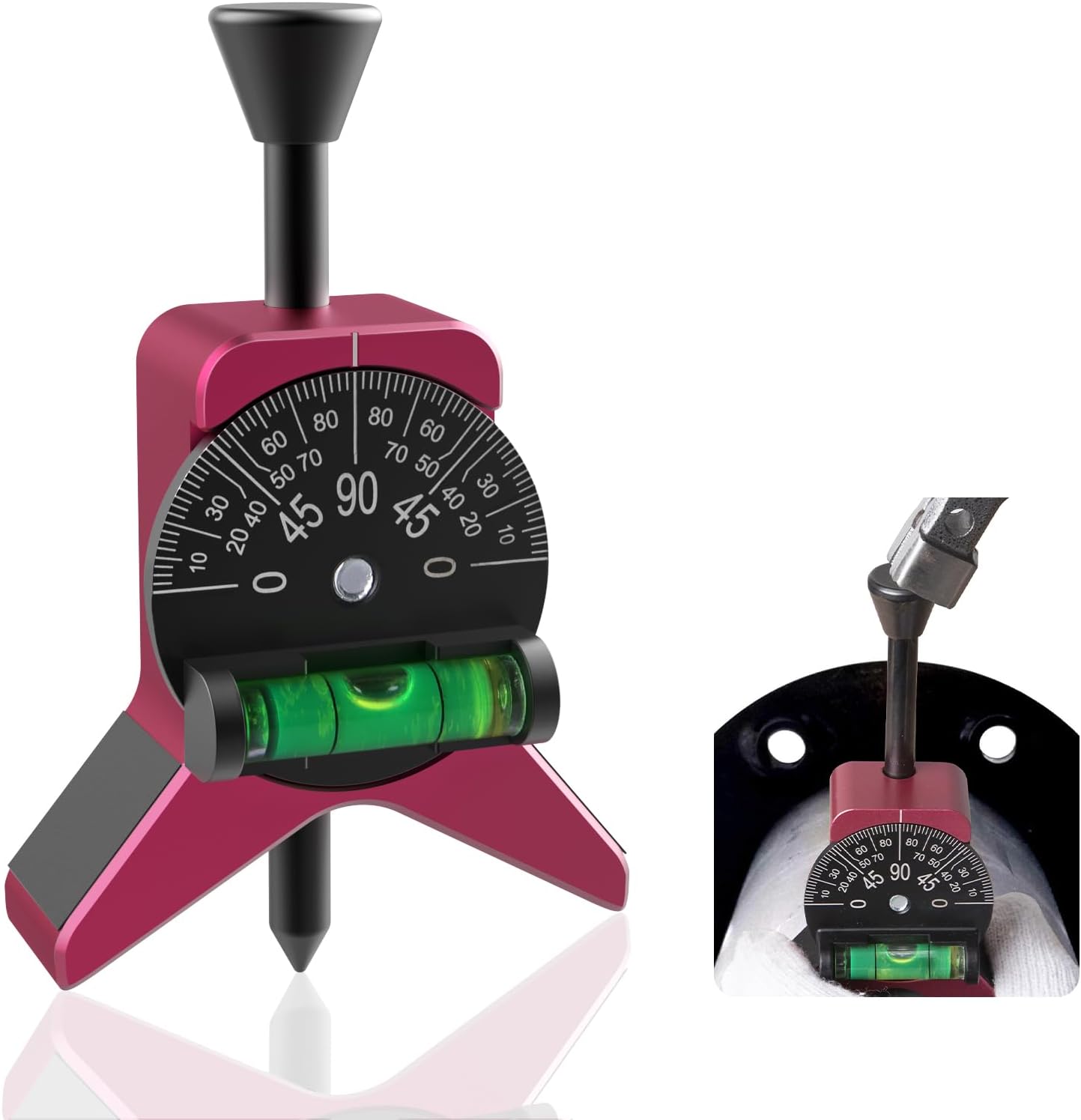 Pipe Center Finder, Pipefitter Tools w/Magnetic Centering Head, Pipe Fitting Tools Center Finder to Measure Pipe Diameter from 1-1/2" to 6" Diameter, 2.75" Y-Shape w/Adjustable Dial Bubble Protractor