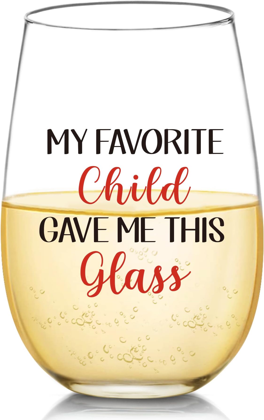 My Favorite Child Gave Me This Funny Wine Glass Gifts for Mom Dad - Unique Christmas, Birthday Gifts for Parents, Women, Men, Her, Mom Dad Gifts from Daughter, Son, Fathers Day, Mothers Day Gift, 17oz