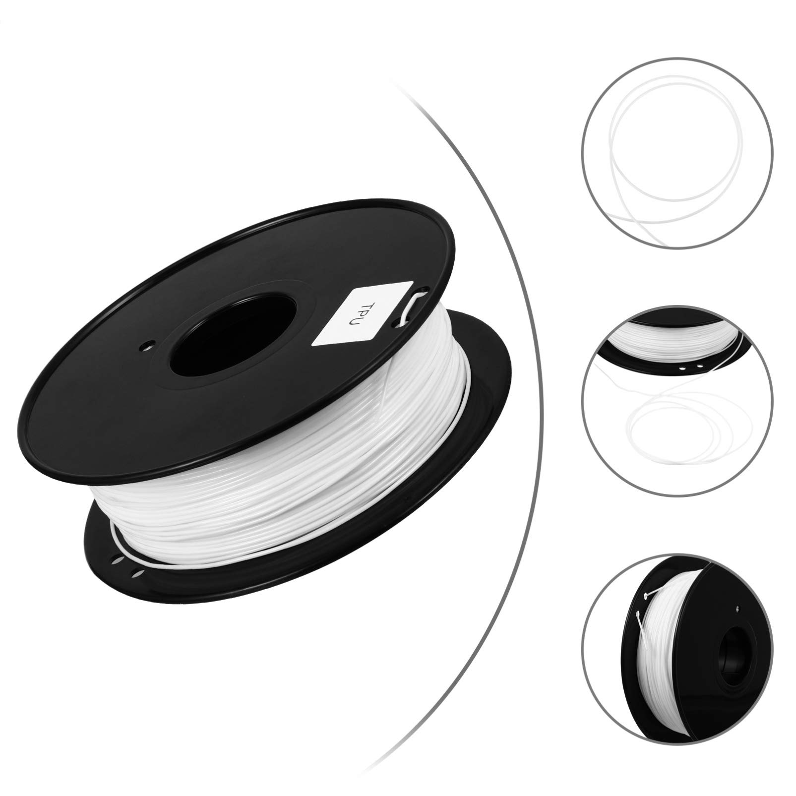iplusmile Filamento Tpu Flexible para Impresora 3d, 1.75mm, 0.8kg, Fabricación de Precisión, Casi sin Atascos