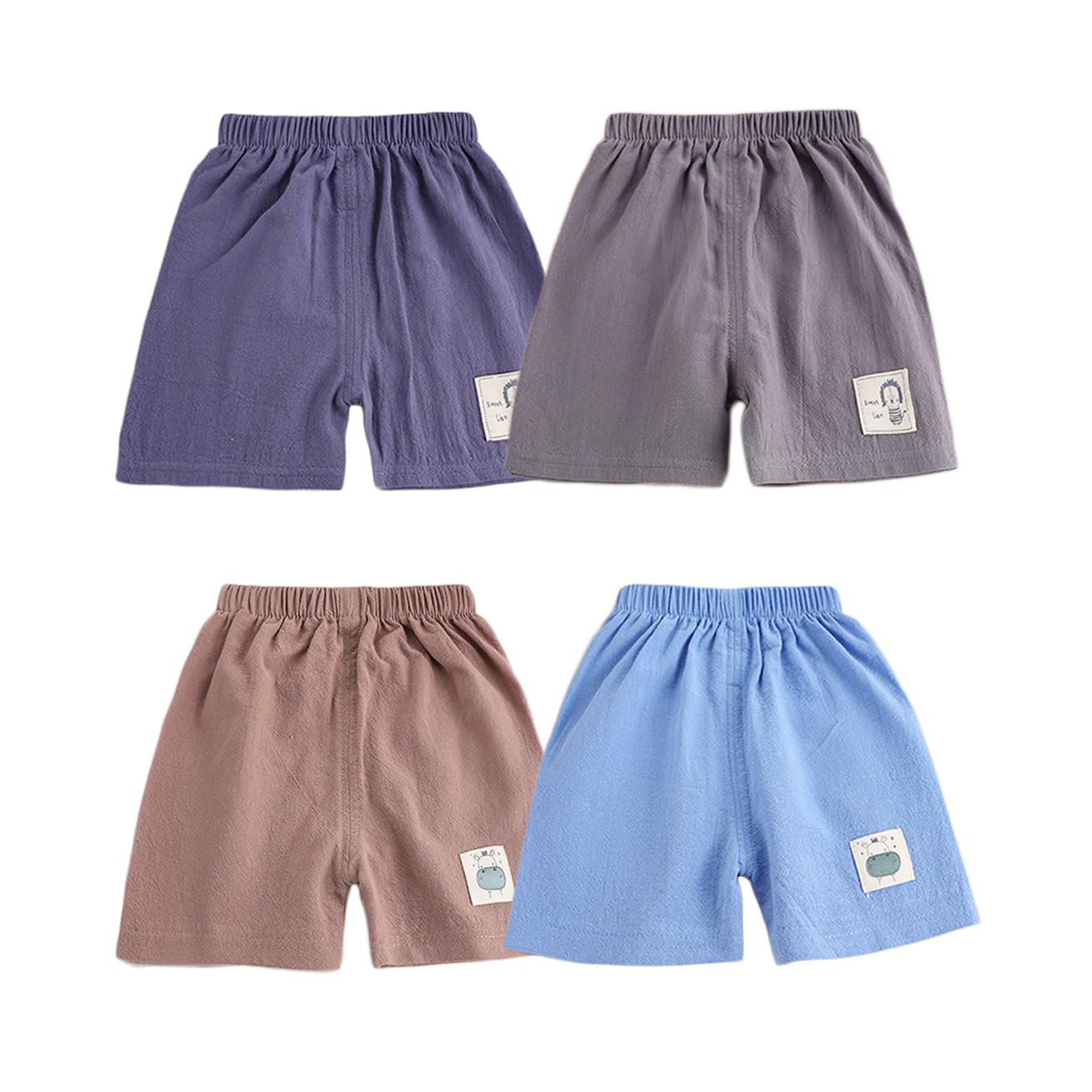 Ensemble de 4 Shorts imprimés Cartoon en Coton Lin pour Petites Filles garçons