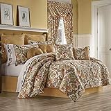 Five Queens Court August 100% Cotton Floral Jacobean Luxury 4 Piece Comforter Set, Multi Spice Color, Cal King 110x96