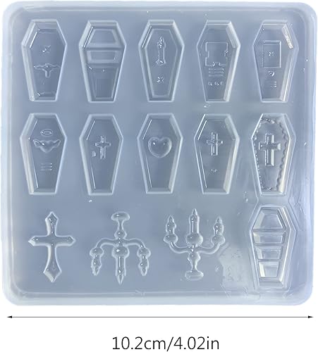 Miniatura 3 de Molde de silicona para ataúd, decoración de Halloween, resina epoxi, relleno de molde de epoxi, herramienta de bricolaje, moldes de resina de ataúd