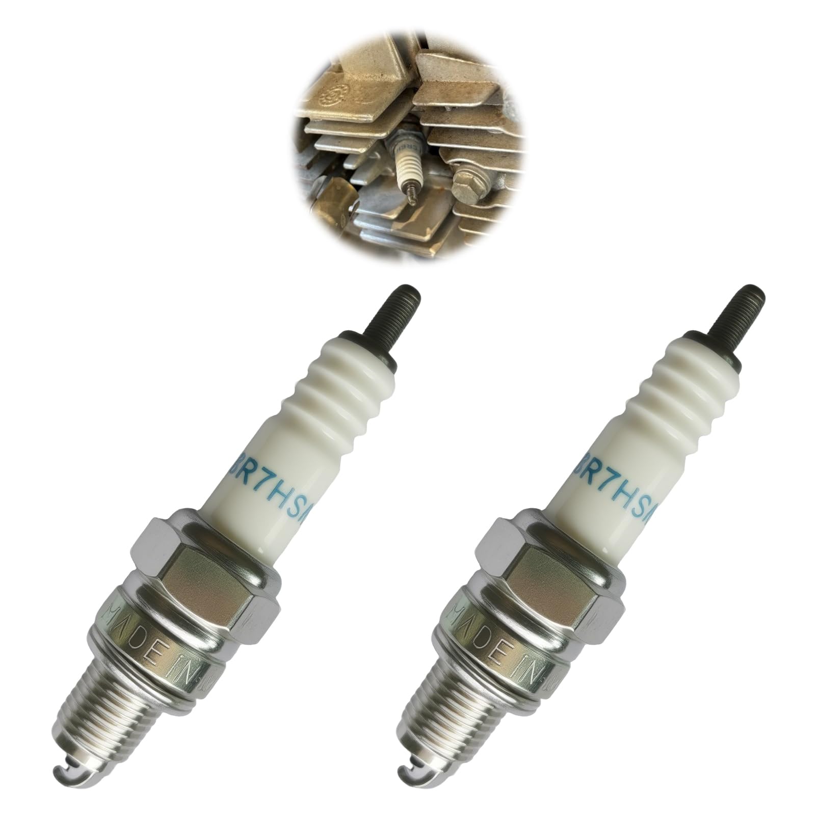 tiyiyok Zündkerze 2 Stück Cr7hsa Allgemein CR7HSA ZündkerzeGeeignet für Roller, Motorräder und Motorroller, Geringer Stromverbrauch, Kohlenstoffarm, Langlebig