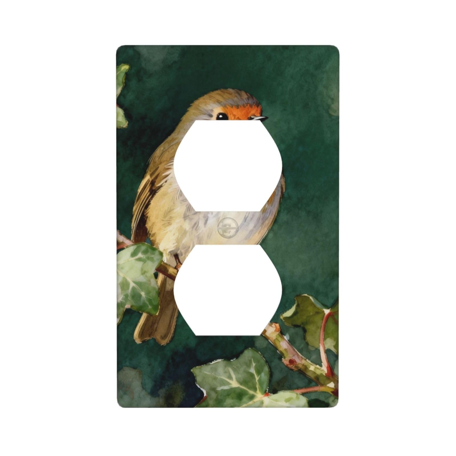 Red-Breasted Bird Decorative Switch Plate Cover-Unbreakable Polycarbonate Wall Plate for Home Office, 1 Gang with Screws