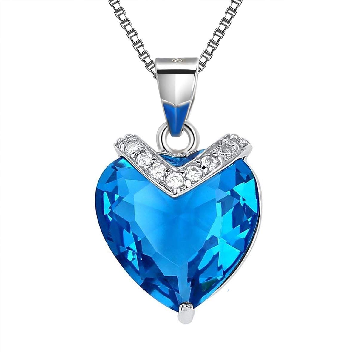 Yumilok, Collana Con Ciondolo A Forma Di Cuore Dell'oceano, Con Cristallo Swarovski Zaffiro Per Festa Della Mamma, 45,7 Cm - Foto 7