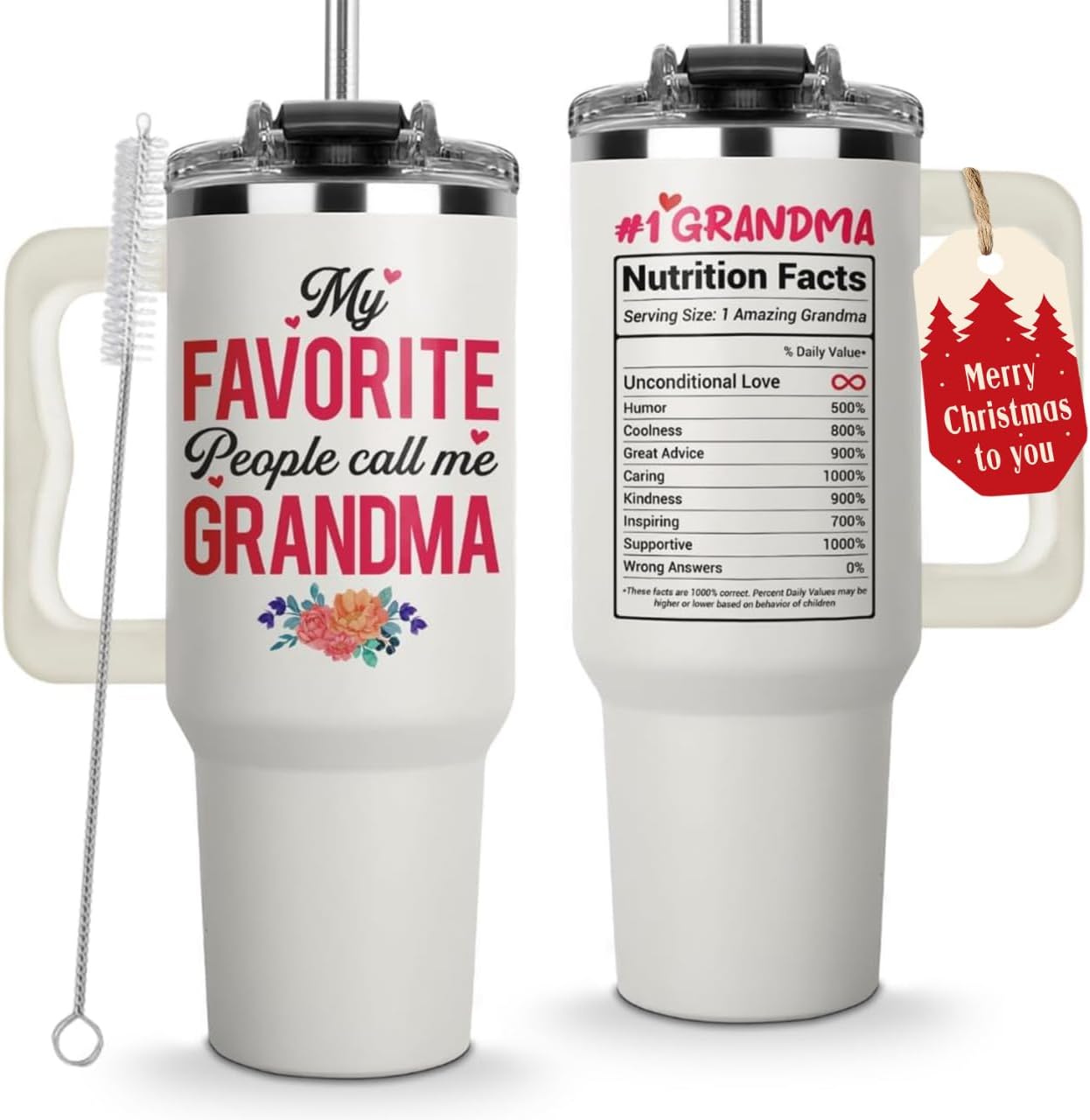 Christmas Gifts for Grandma, My Favorite People Call Me Grandma Tumbler 40Oz, Grandmother Coffee Mug Cup, Gifts Ideas for Grandmas, Grammy, Nana, Gigi, Mimi, Mamaw, Grandmother Birthday Present