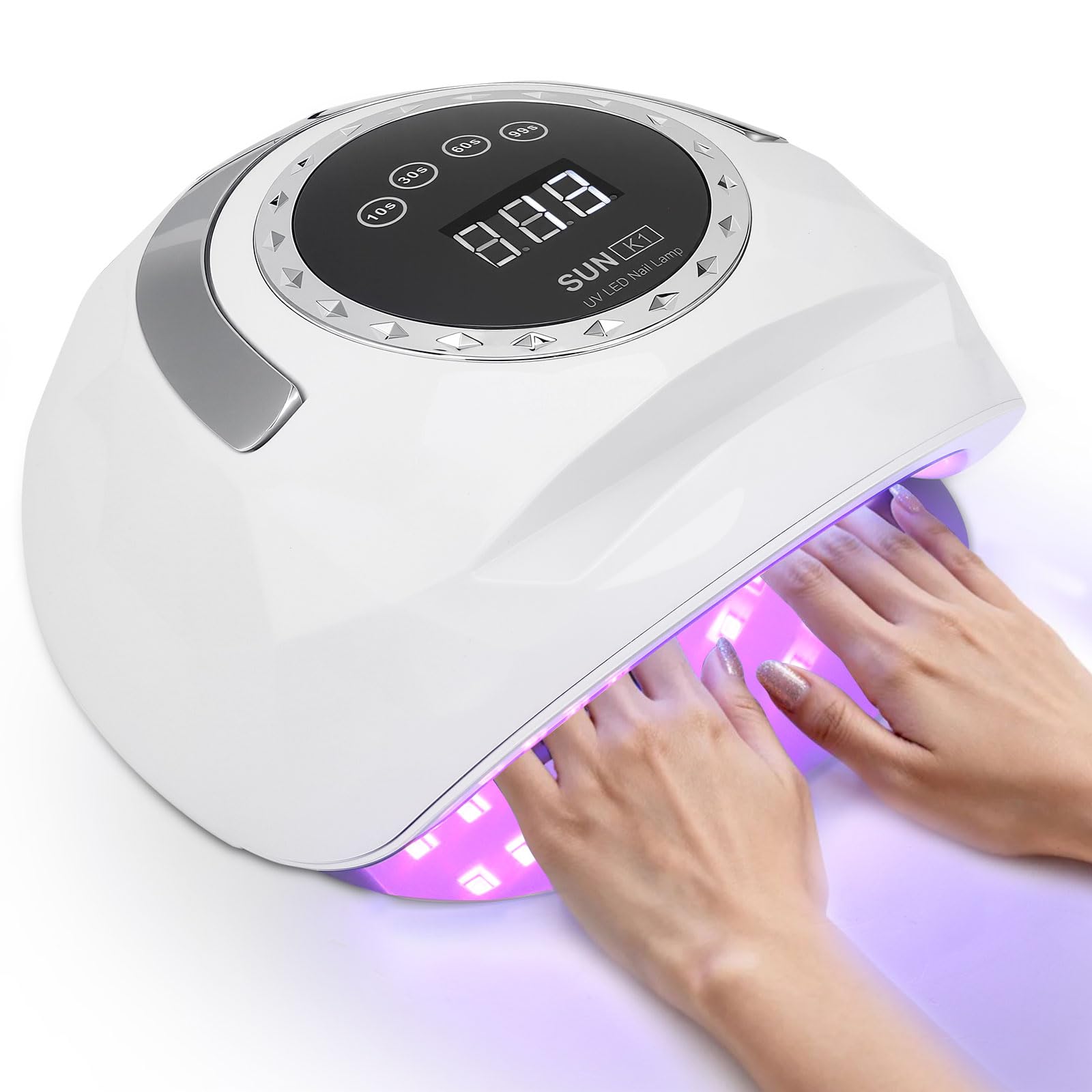 Lampe UV pour ongles en gel, 4 réglages de minuterie, affichage numérique, séchoir à ongles LED 268 W avec 72 perles, capteur automatique avec lumière manuelle, lampe LED pour salon et maison