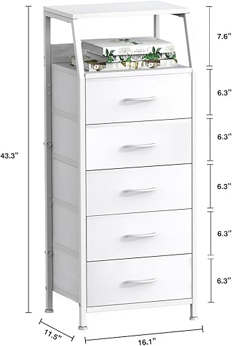 Miniatura 3 de Cómoda con 4 cajones, torre de almacenamiento de tela para dormitorio, cajones de almacenamiento de ropa blanca, organizador vertical de armario