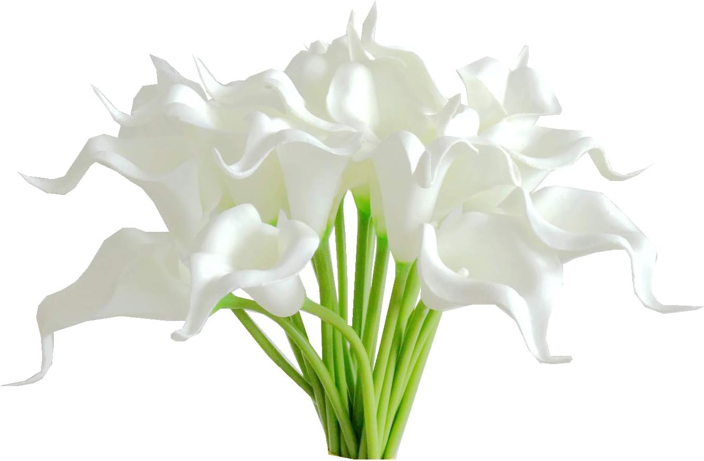 Mandy's PU Pure White Calla Lily Artificial Flowers 20 Stems 13.5in Faux Realistic Centerpiece DIY Bridal Bouquet Home Décor