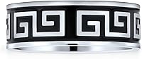 Vista 2 de Bling Jewelry Anillo rectangular geométrico para hombre, diseño griego, circonita cúbica, color negro, rectángulo, para hombre, acero inoxidable
