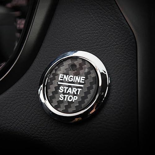 Miniatura 2 de Cubierta de botón de arranque de fibra de carbono compatible con Ford Evos Focus Escort Everest Edge Mondeo F-150 Explorer Ranger Engine Start Stop