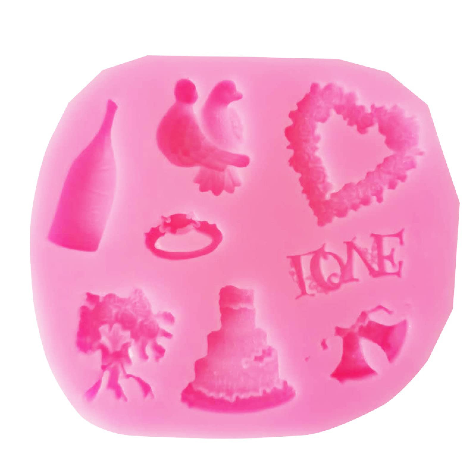 Moulds Silicone Two Pieces of Rose Love Garland Lingdang Silicone Mold Fondant Chocolate Cake Decoration Mold DIY Baking