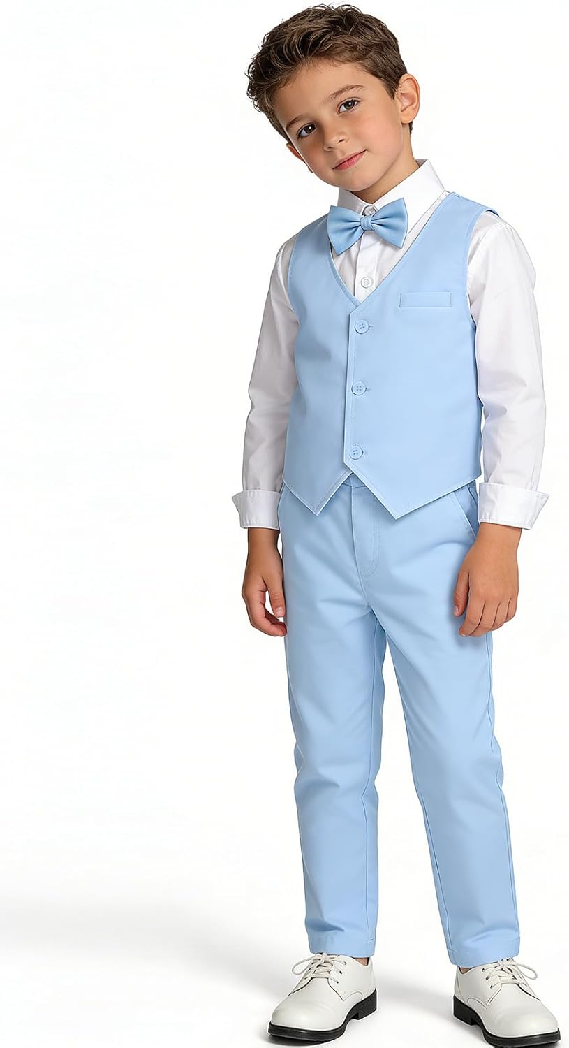 A&J DESIGN Baby Toddler Boys Gentleman Suit Set, 3pcs Outfits Shirts & Vest & Pants - Image 2