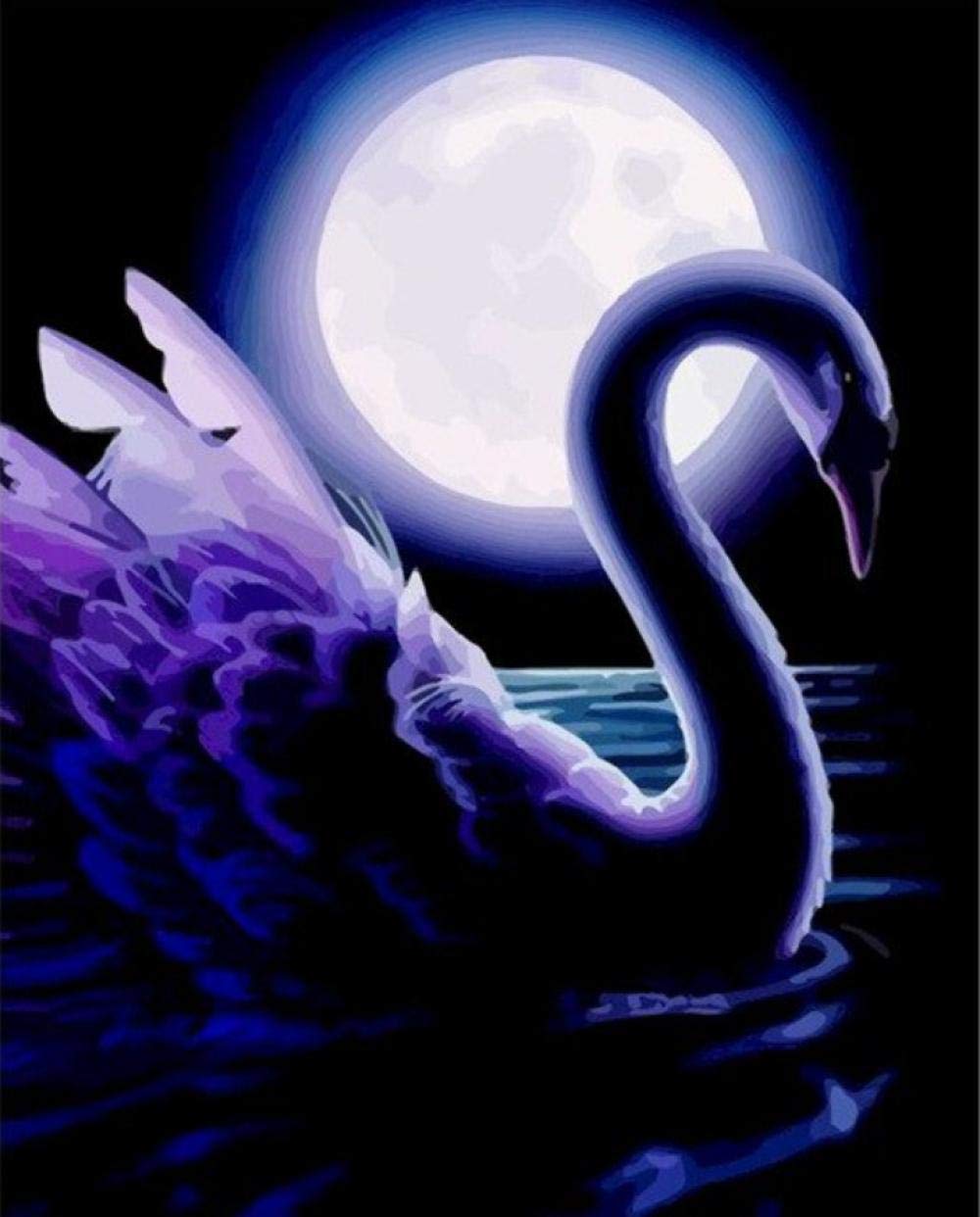 Peinture par numéros cygne sous la lune toile 40x50 cm