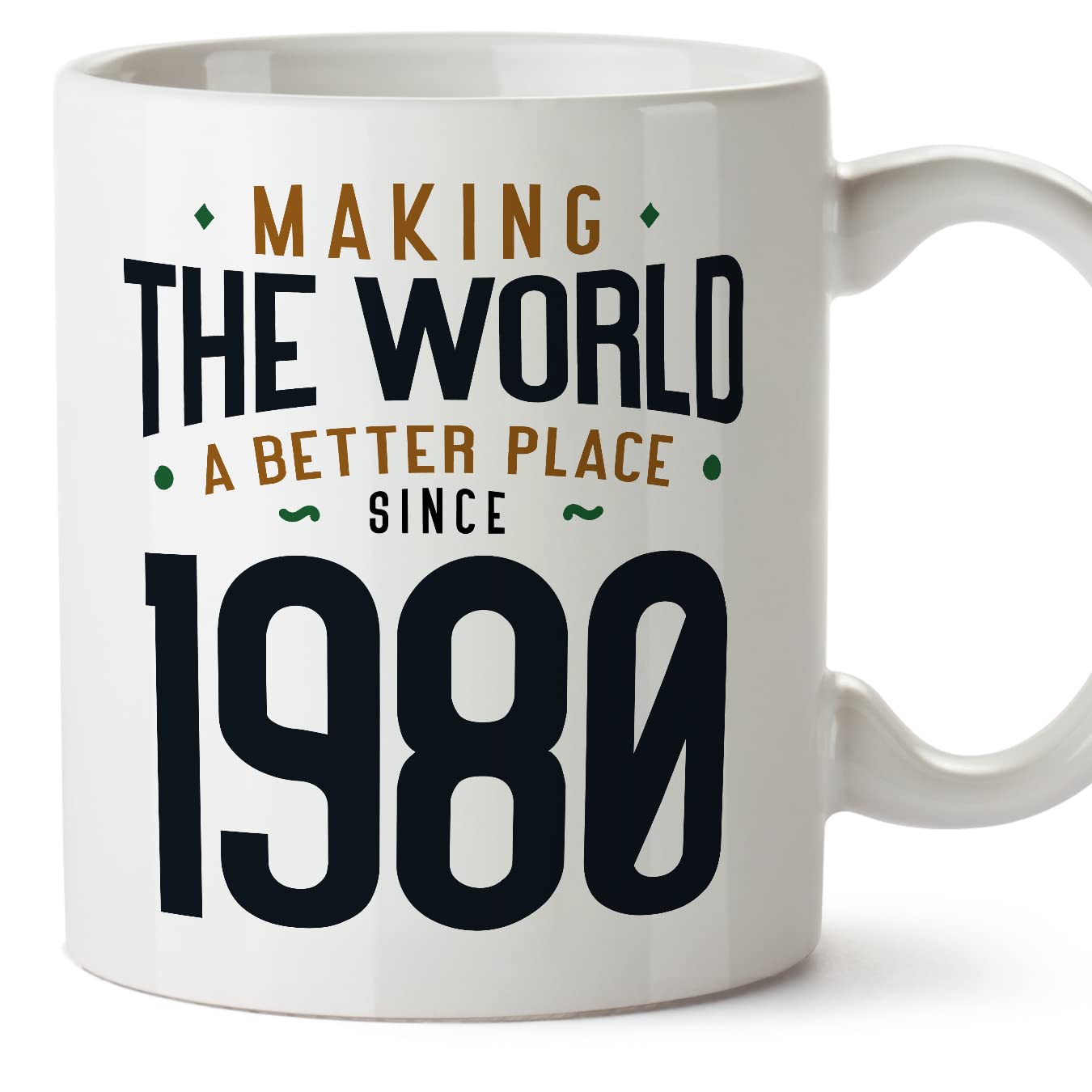 MUGFFINS 1980 Birthday Mug - in English - Making the World a Better Place - Funny Anniversary Present - 11 oz — image 1