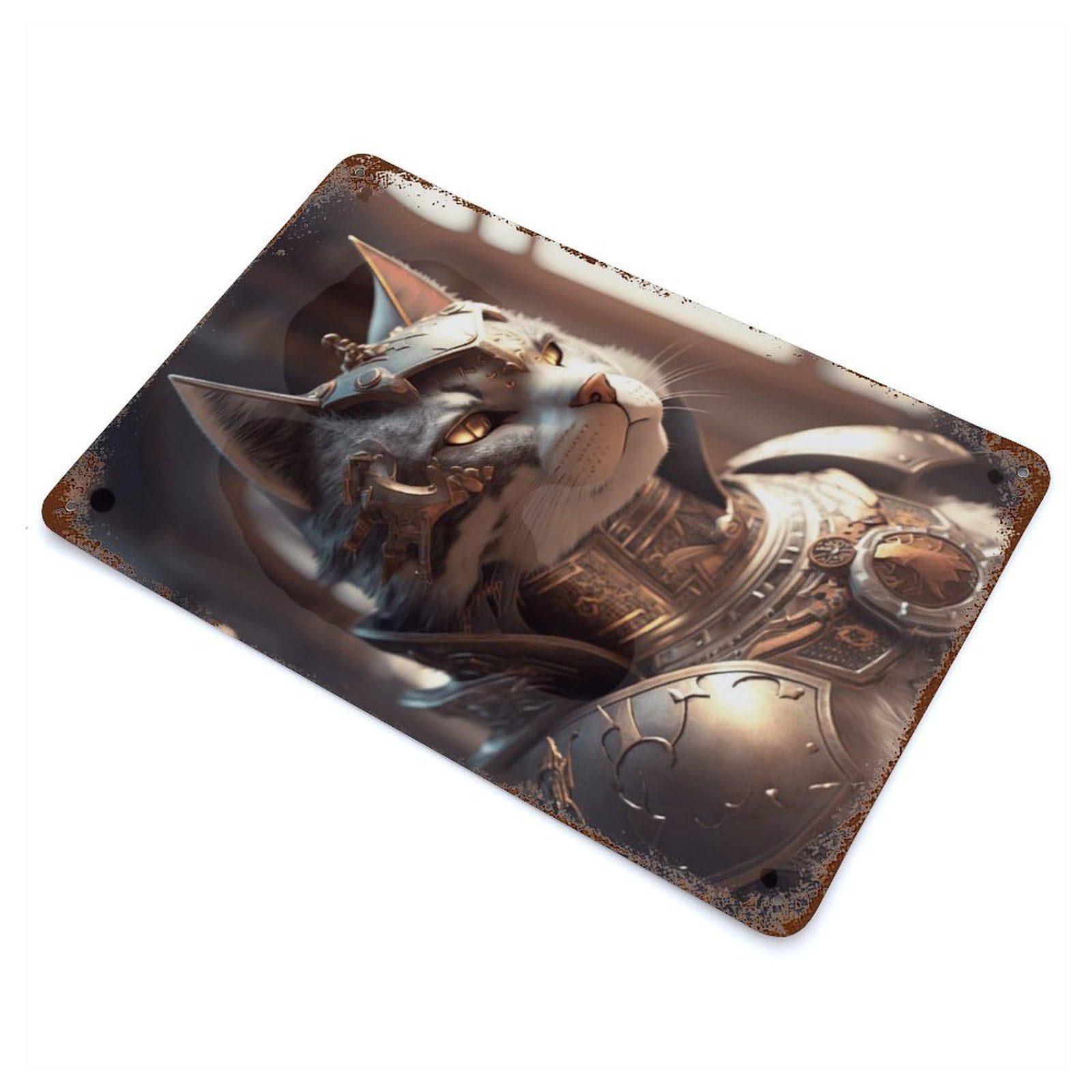 Garage Style Abstract Cat Fantasy Rustic Tin Plaque 11.8"x7.9", Classic Wall Plaque for Bar And Workshop