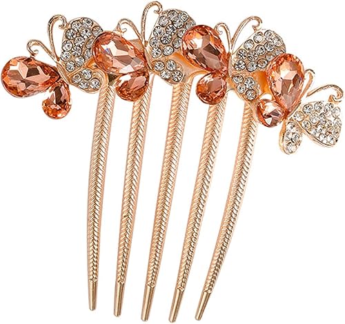 Miniatura 8 de Xerling Peine de pelo con diamantes de imitación, accesorios para el cabello para mujeres, peine lateral de cristal de mariposa, pieza de pelo azul