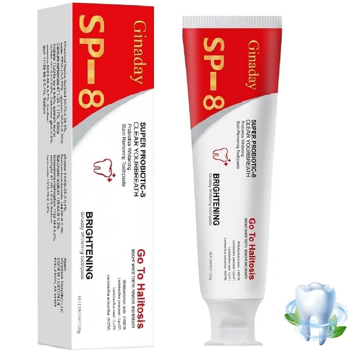 SP-8 Probiotic Toothpaste Fresh Breath Deep Cleaning Care Ultra Whitening SP-8 Toothpaste 1Pcs