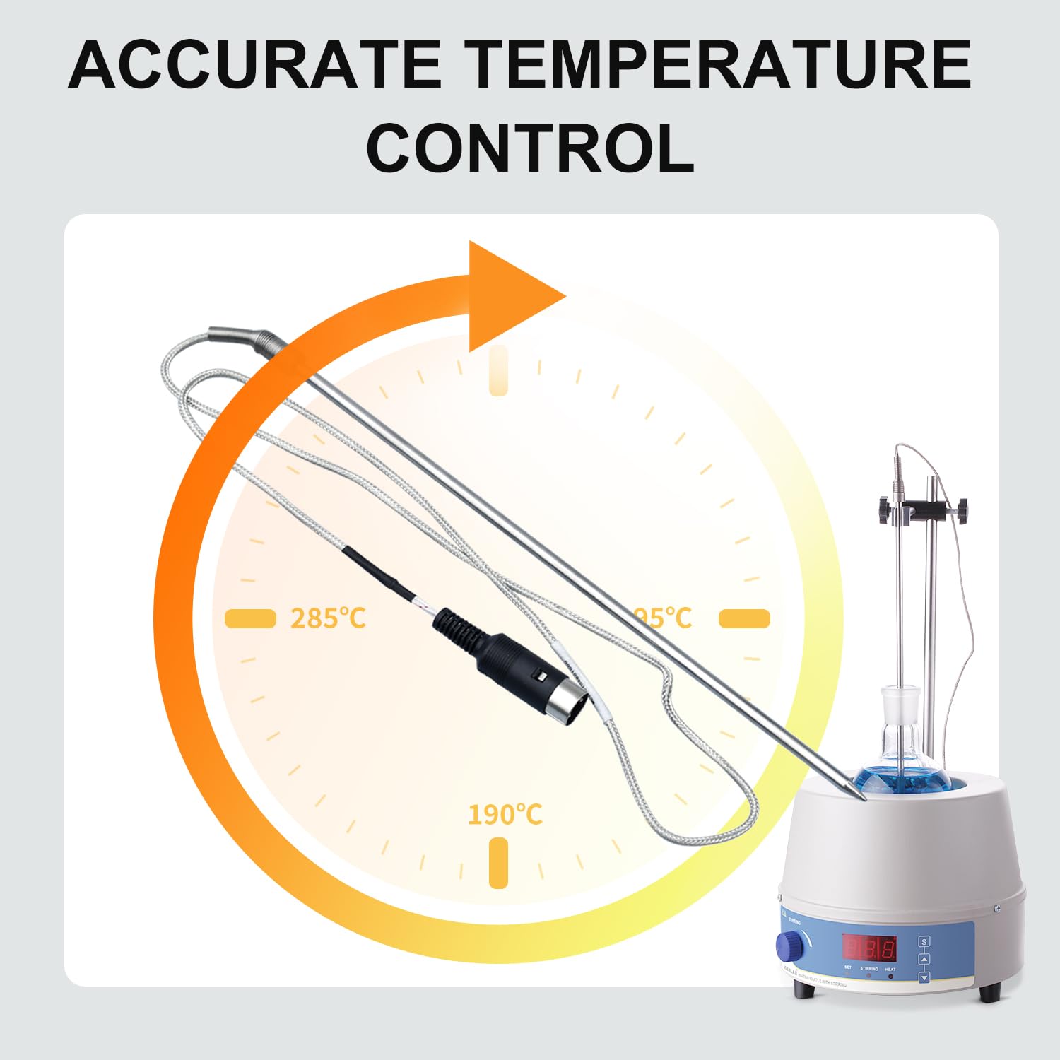 JOANLAB Agitador magnético con campana térmica, 500 ml, termostato de laboratorio con pantalla digital, 250 W, sonda de temperatura y función de temporizador