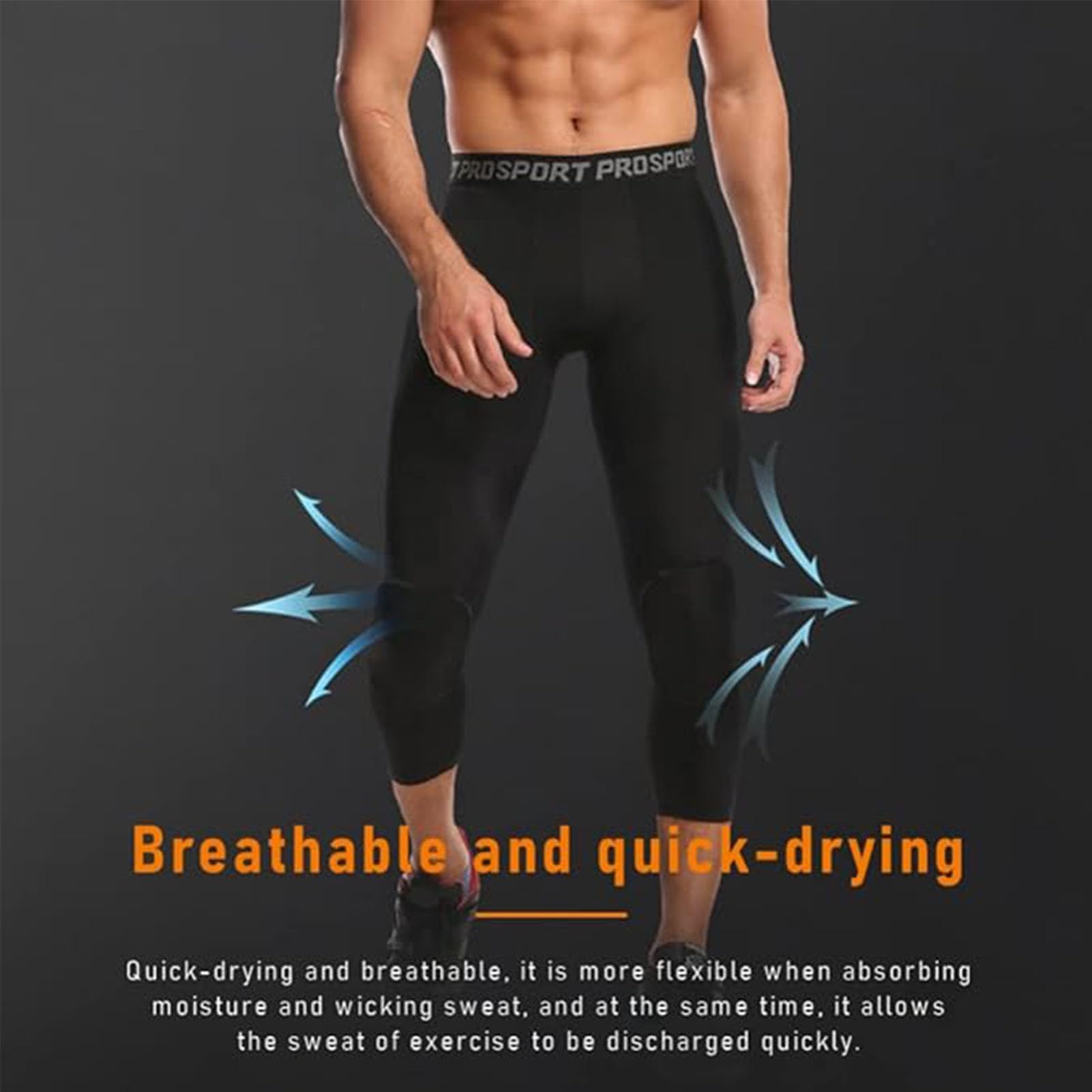 Pantalones De Compresión 3/4 con Rodilleras para Hombre, Pantalones De Baloncesto Frescos Y Secos, Mallas Anticolisión, Baloncesto De Fútbol, ​​Ropa Interior Deportiva