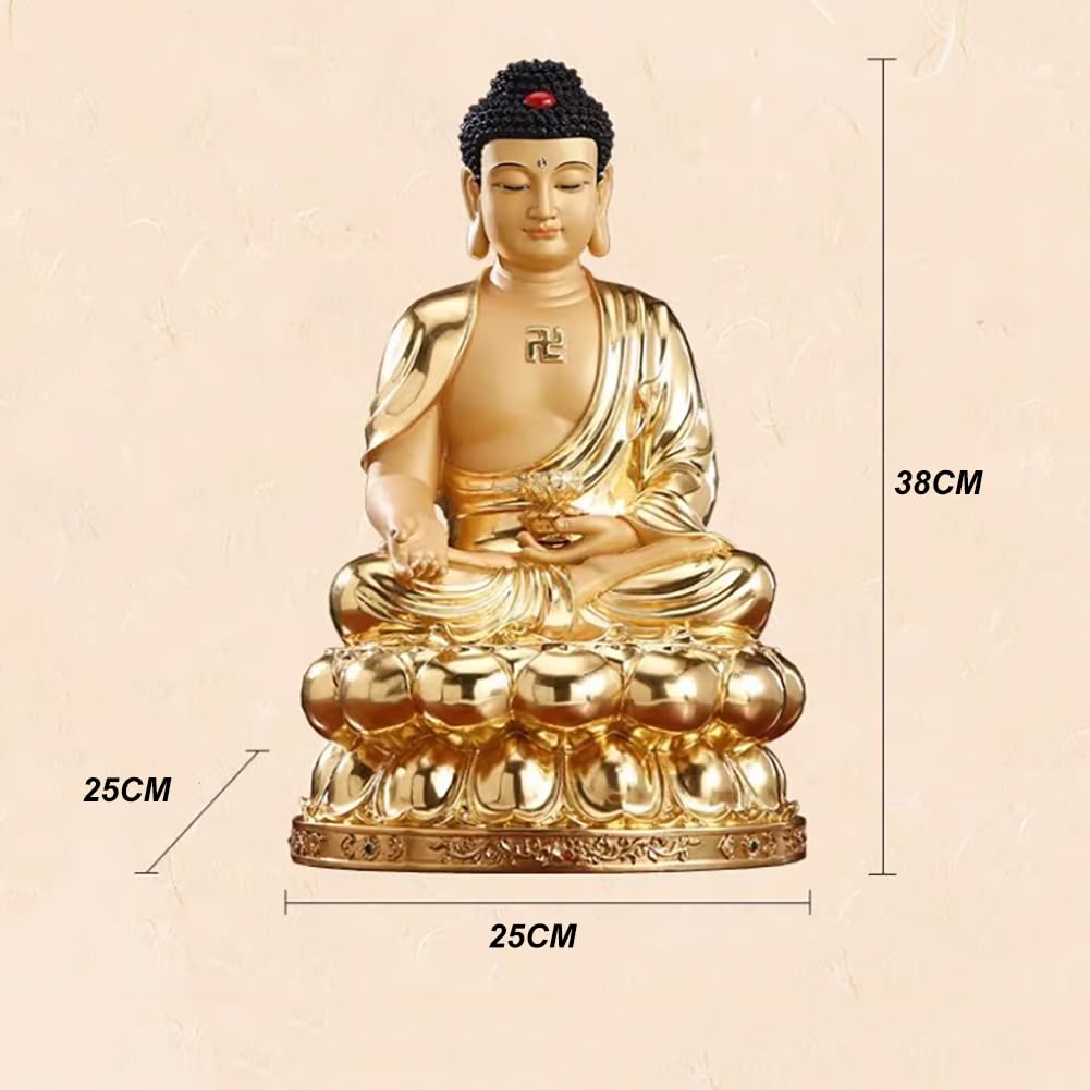Figuras budistas de latón de Buda Amitabha para el Espacio de meditación del Altar del hogar y decoración Interior,38cm