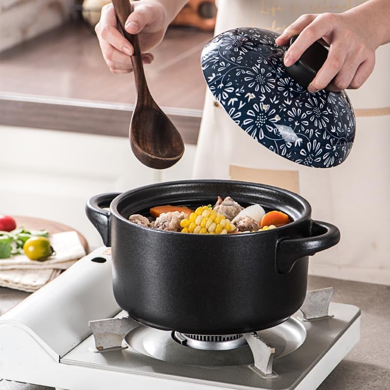 Olla de arcilla japonesa de 3,5 litros con tapa para sopa miso 6