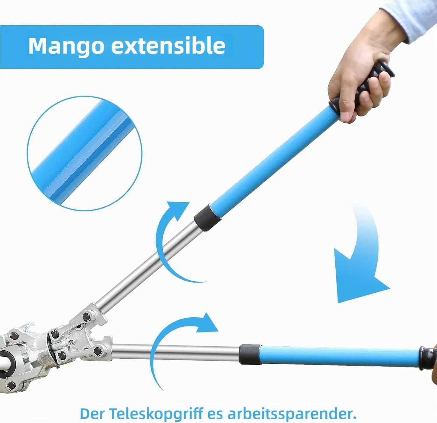 TLSUNNY Alicates Prensadores de Tuberías TH Manual,16-20-26-32 mm, 360°maquina multicapa, Prensa Multicapa,Mango Extensible, para Tubo PPR-,PEX-,PB-,PE-,PAP-Rohren,Aluminio-Plástico
