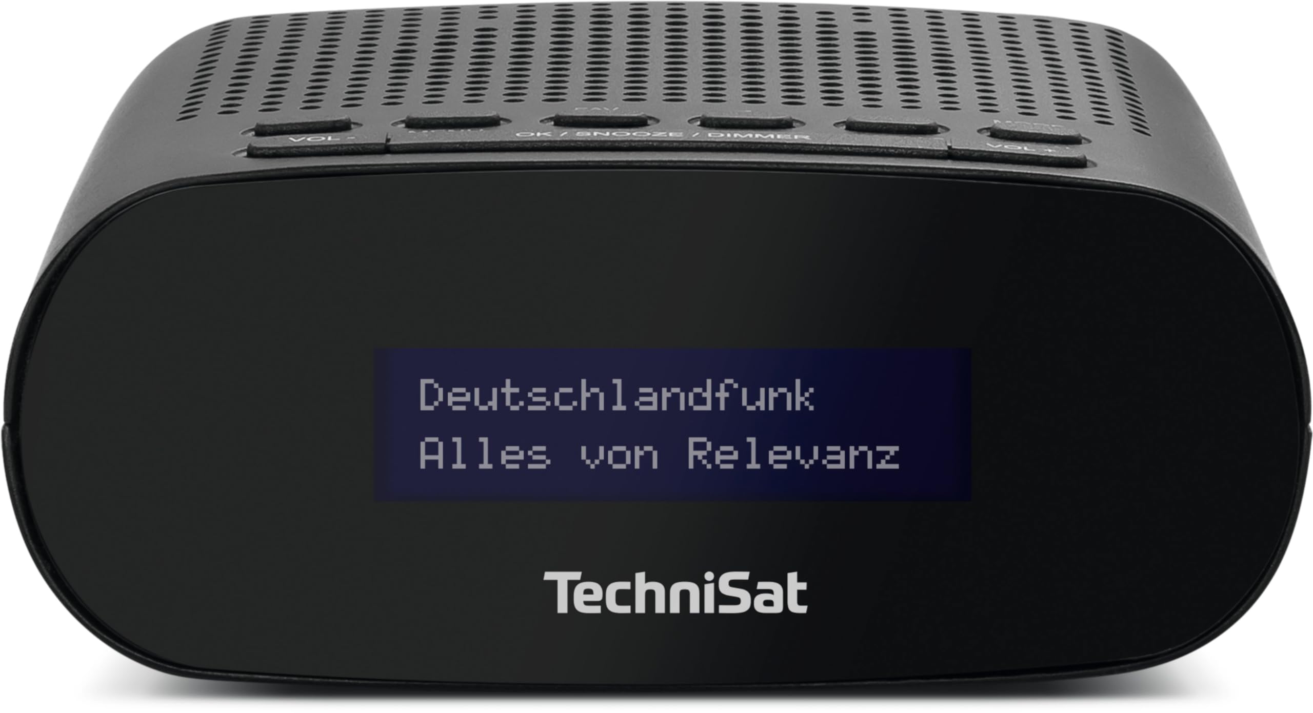 TechniSat TECHNIRADIO 50 - Radiosveglia compatta (DAB+, FM, con grande display LCD, doppia allarme, jack per cuffie, 1 Watt, alimentatore USB), nero