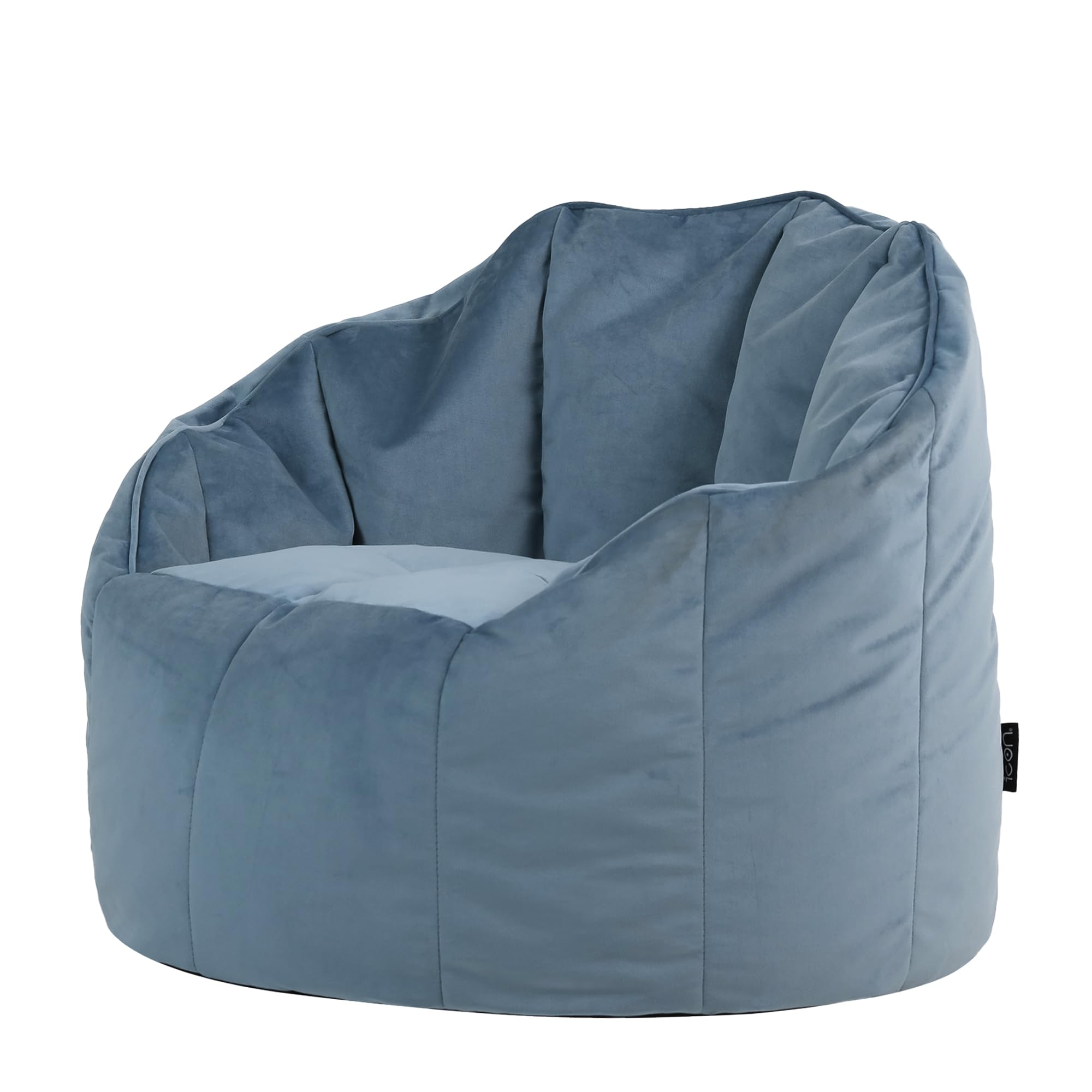 icon Sirena Velvet Bean Bag Chair, Mineral Blue, Large Adult Bean Bag with Filling Included, Accent Chair, Living Room Furniture, Bedroom Furniture