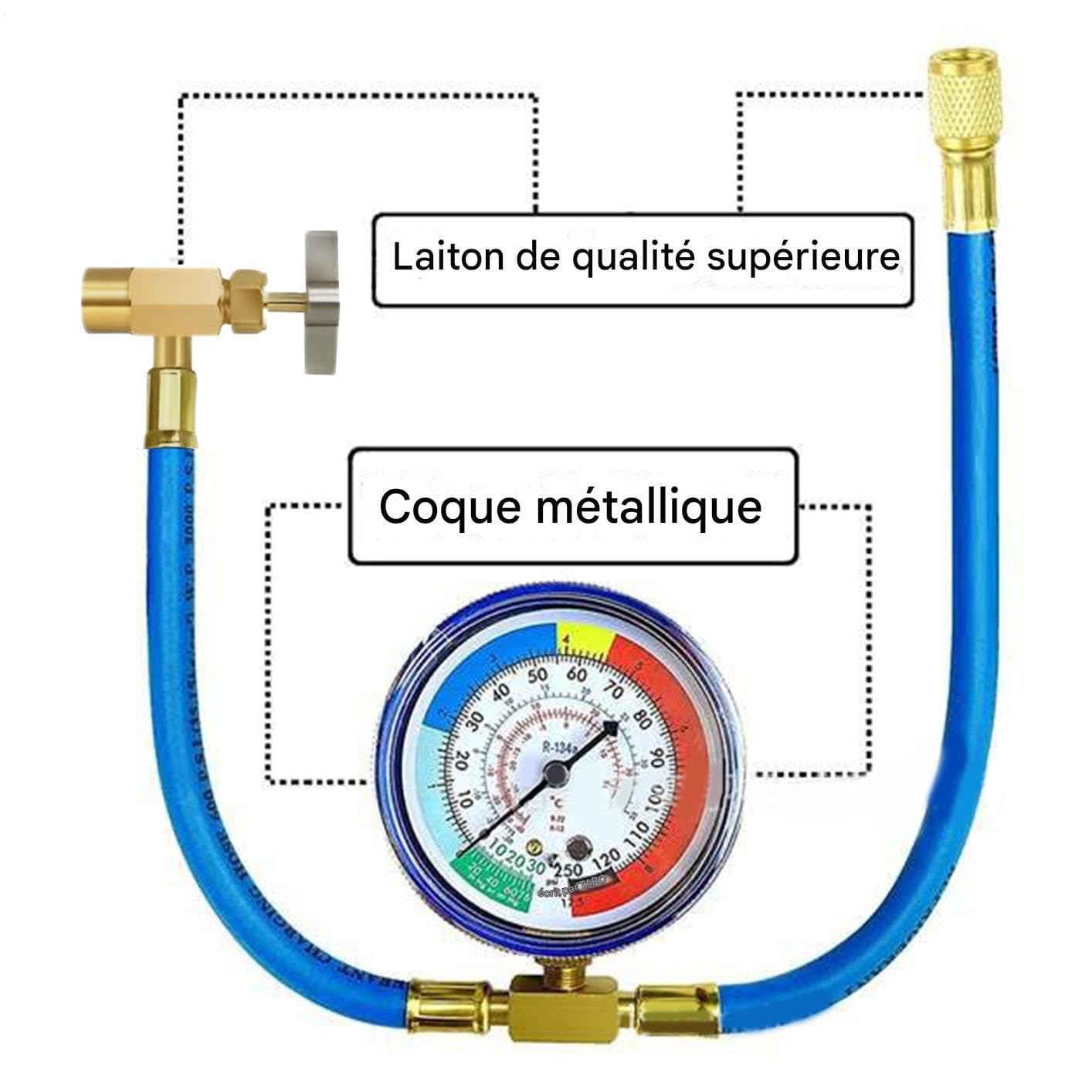 Kit di ricarica per aria condizionata, kit di ricarica AC – set di tubi con valvola di perforazione e punta per gas refrigerante manutenzione stagionale officina domestica uso