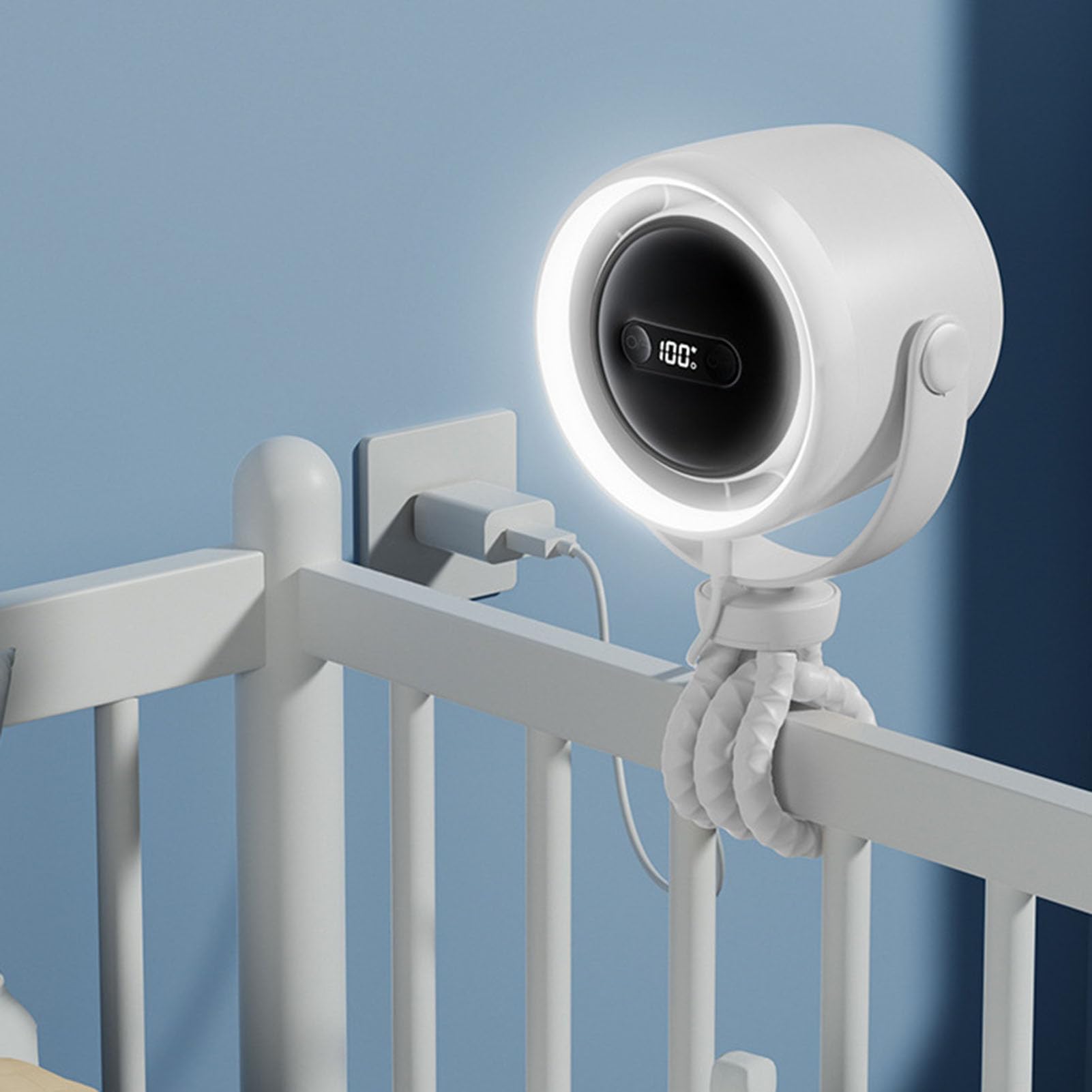 Mini Ventilateur pour Poussette, 3 Vitesses, Design fermé et Silencieux, Idéal pour le Confort de bébé en Déplacement, Blanc