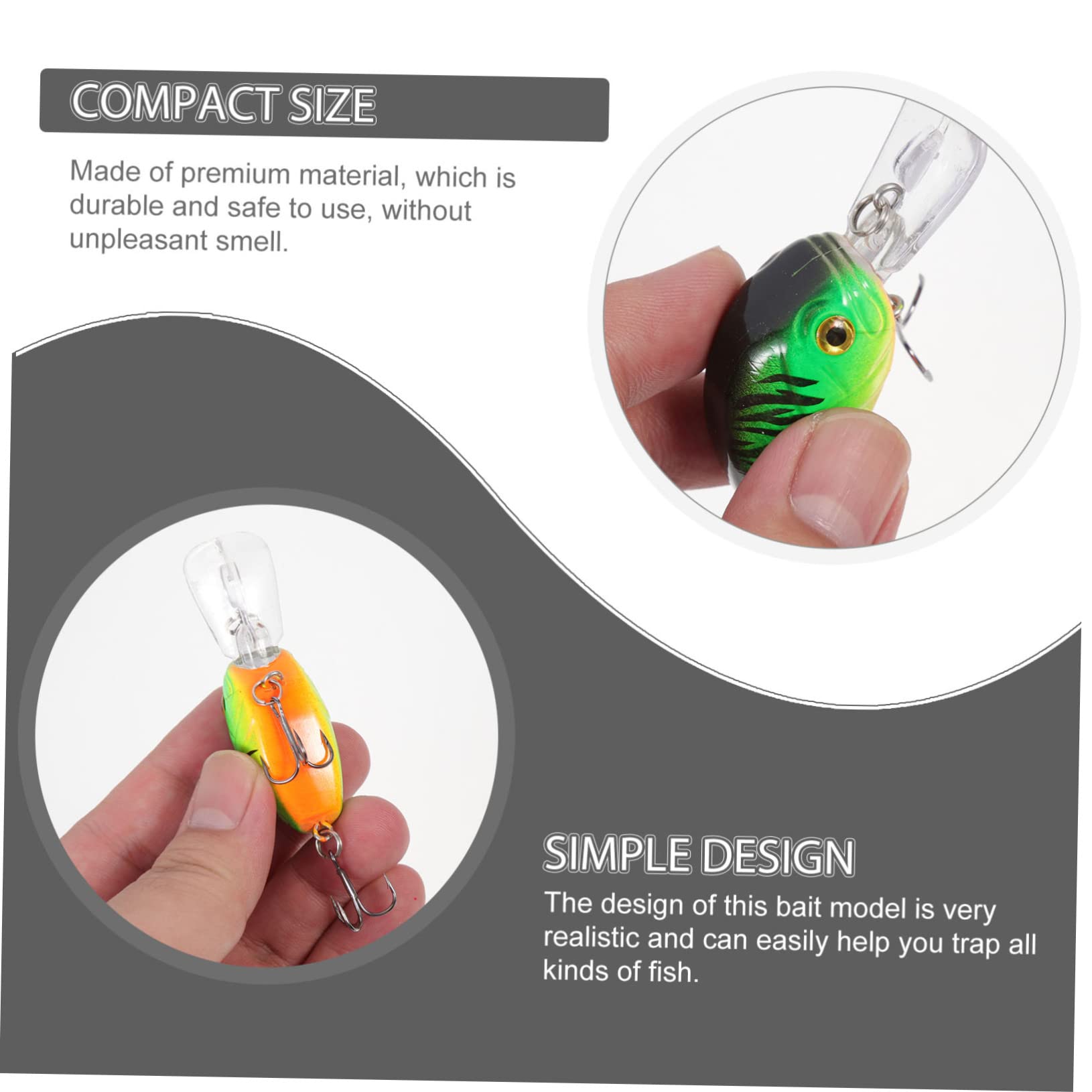 KOMBIUDA Faux appâts de pêche simulés pièges à ménés pour Poissons-appâts leurres de marigane équipement de pêche swimbait Faux appâts en Plastique leurre de pêche Portable Abdos