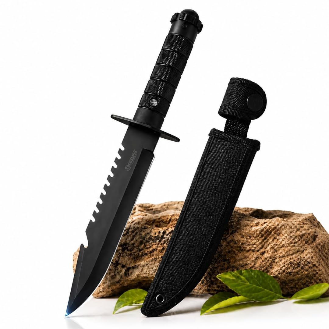 E-COSMOS® Carbon Steel Utility Knife,Sharp Black Kitchen Knife with Protective Sheath, Ergonomic Handle for Slicing Fruits, Vegetables, and Meat, 1-Piece-image-2