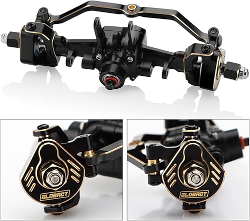 Miniatura 5 de GLOBACT Juego de ejes angulares Ackerman de latón para eje delantero y trasero de aluminio 118 TRX4M con bloques de dirección de latón, accesorios