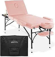 Vista 9 de Saloniture Mesa de masaje profesional portátil ligera de tres pliegues con patas de aluminio, incluye reposacabezas, soporte facial, reposabrazos