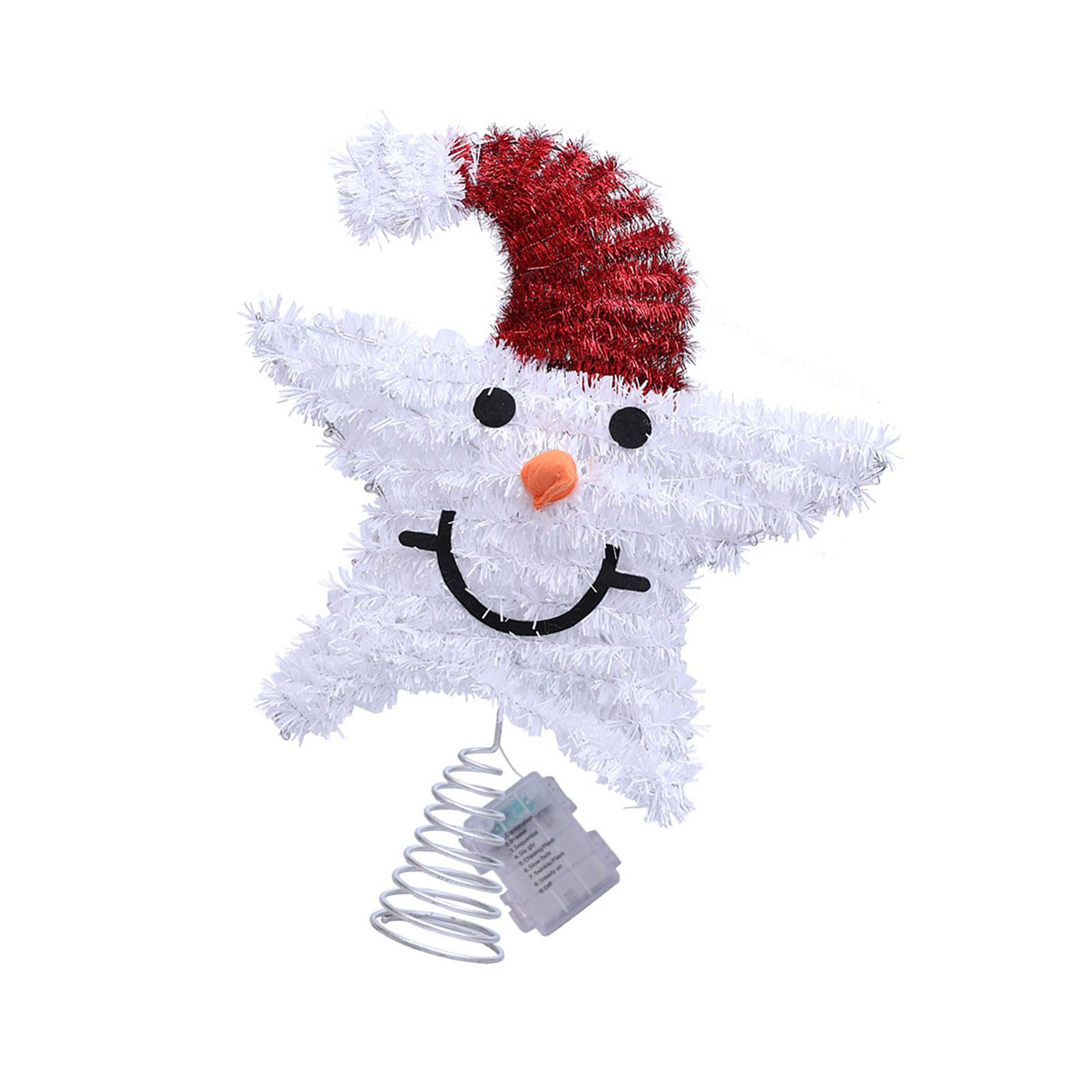 Holiday Snowman Star Tree Toppers Warm Glowing Iron Decoration Festival Table Centerpieces Christmas Iron Snowman Star Tree Toppers