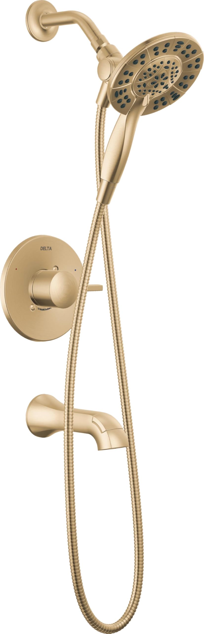 Faucet Albion 14 Series Single-Handle Tub and Shower Faucet Set, Gold Shower Trim Kit with 4-Setting In2ition 2-in-1 Dual Shower Head, Champagne Bronze T144855-CZ-I (Valve Not Included)