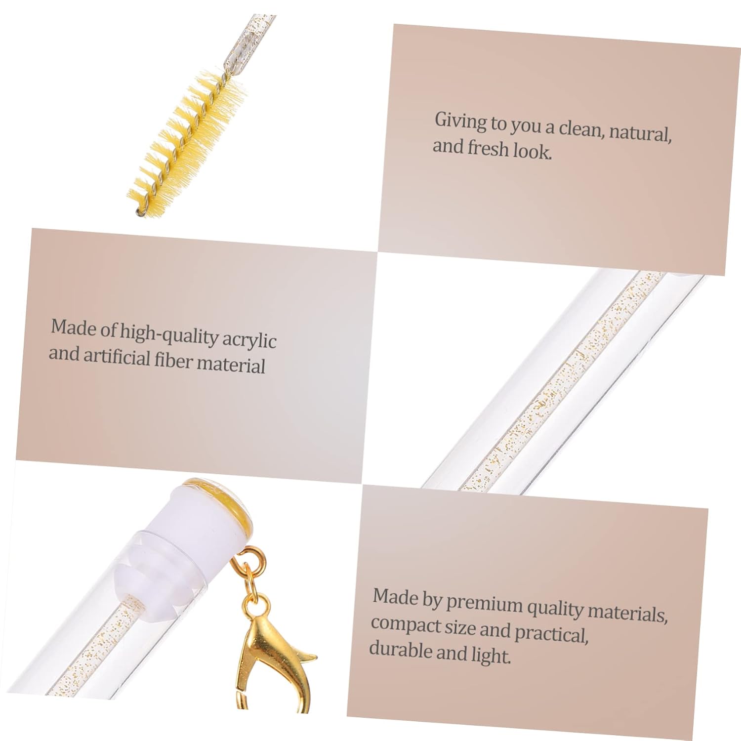 MERRYHAPY 4pcs Eyelash Brush Keychain Portable Yellow Mascara Applicator with Detail Lightweight Makeup Tool for Women Travel Friendly Eyelash and Brow Grooming Accessories Safe Material