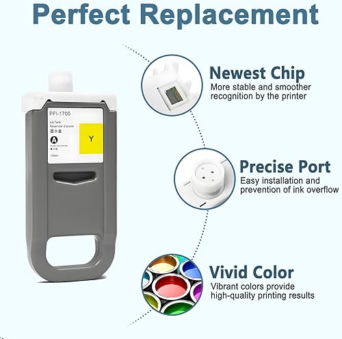 Miniatura 10 de KSI Cartucho de tinta de repuesto compatible para Canon PFI-1700 (700ML 12 colores) para impresoras imagePROGRAF Pro2000, 2100 Pro 4000s, 4100,