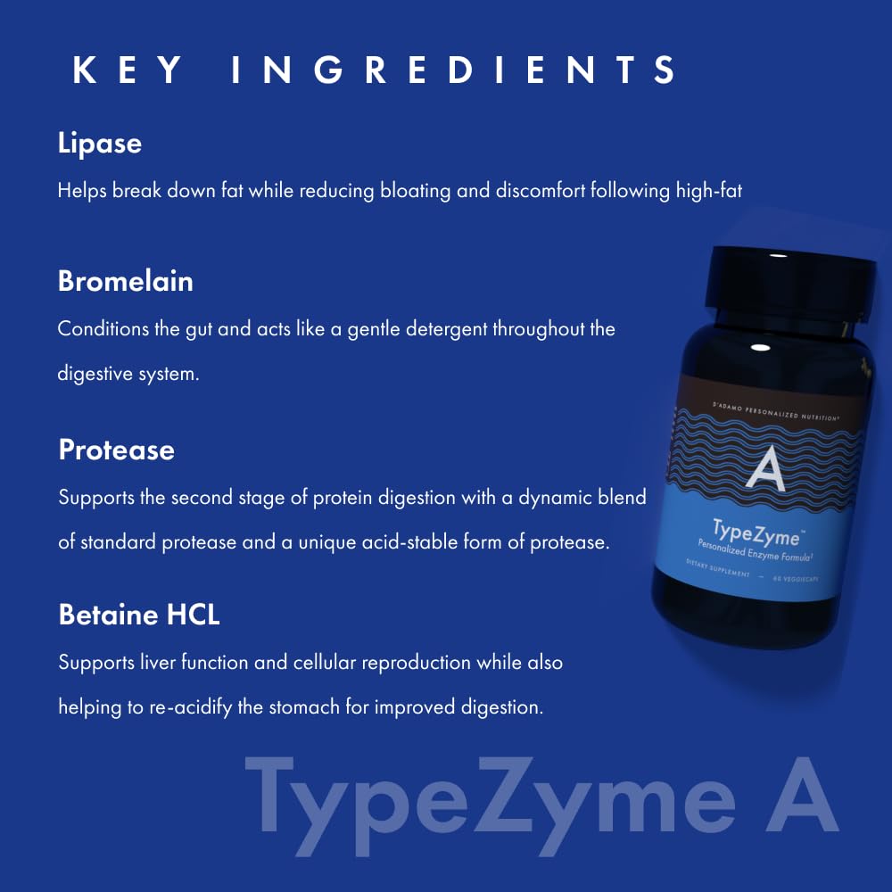 D'Adamo Personalized Nutrition TypeZyme - Digestive Enzyme (Blood Type A) — Amazon image 3