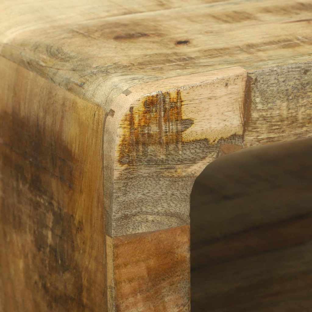 Mueble bajo para TV (madera maciza, mango marrón, 100 x 32 x 36 cm) | Mueble bajo resistente para sala de estar con dos compartimentos abiertos para dispositivos multimedia y decoración.