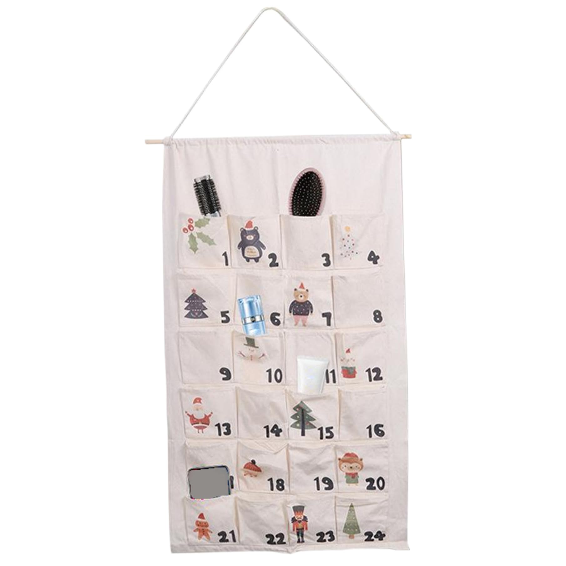Gcroet Calendario dell'Avvento da Appendere con 24 Tasche. Calendario dell'Avvento di Natale, Organizer Vuoto, riempibile, Portatile, per Decorazioni Natalizie su Porta o Parete..